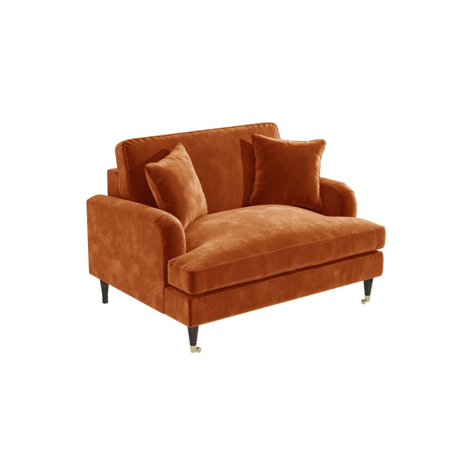 GRADE A2 - Opulence Orange Velvet Loveseat - Payton