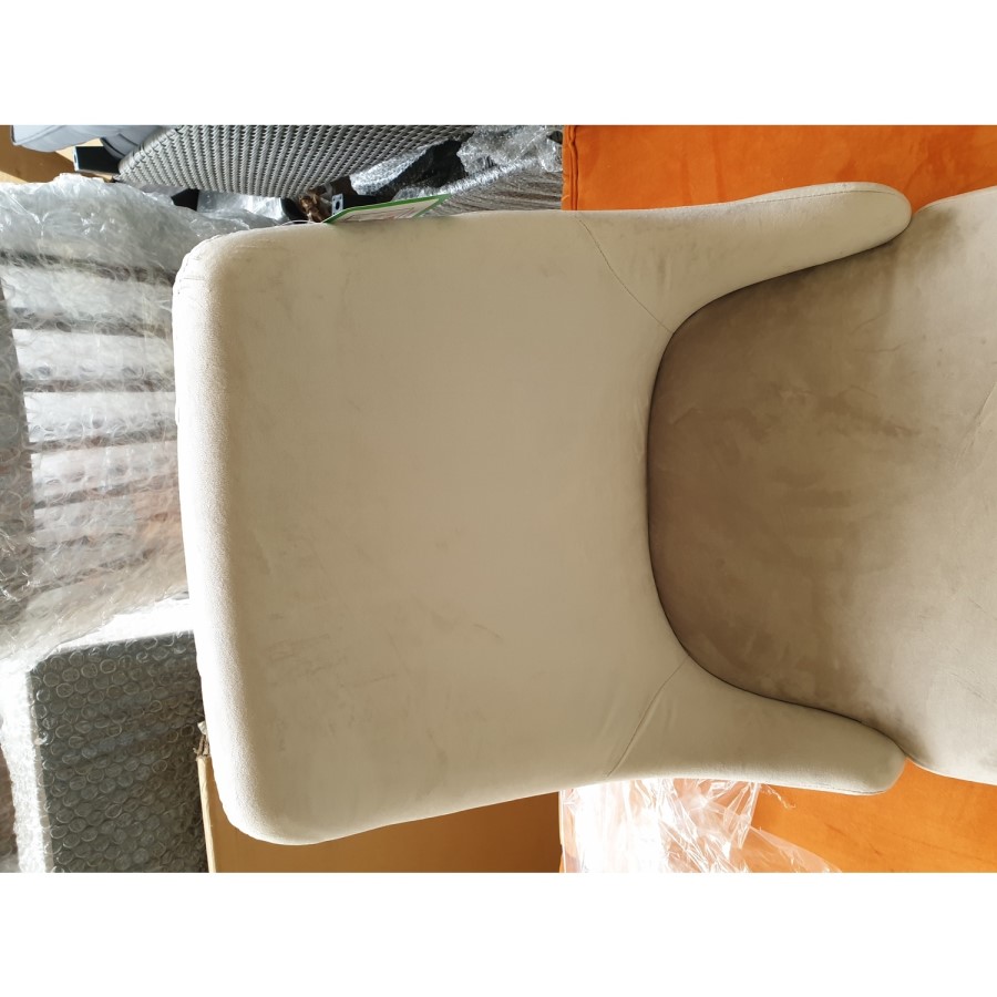 GRADE A2 - Pair of Silver Grey Velvet Dining Chairs with Button Back - Maddy