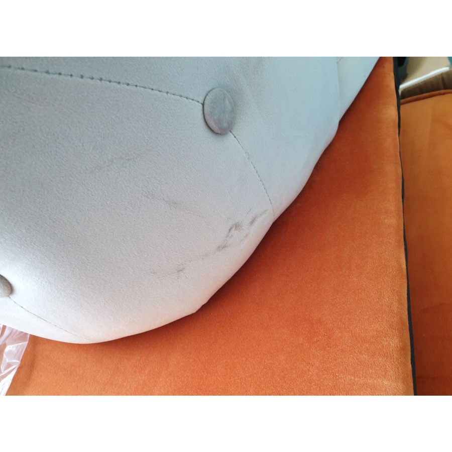 GRADE A2 - Pair of Silver Grey Velvet Dining Chairs with Button Back - Maddy