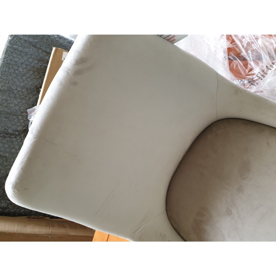 GRADE A2 - Pair of Silver Grey Velvet Dining Chairs with Button Back - Maddy