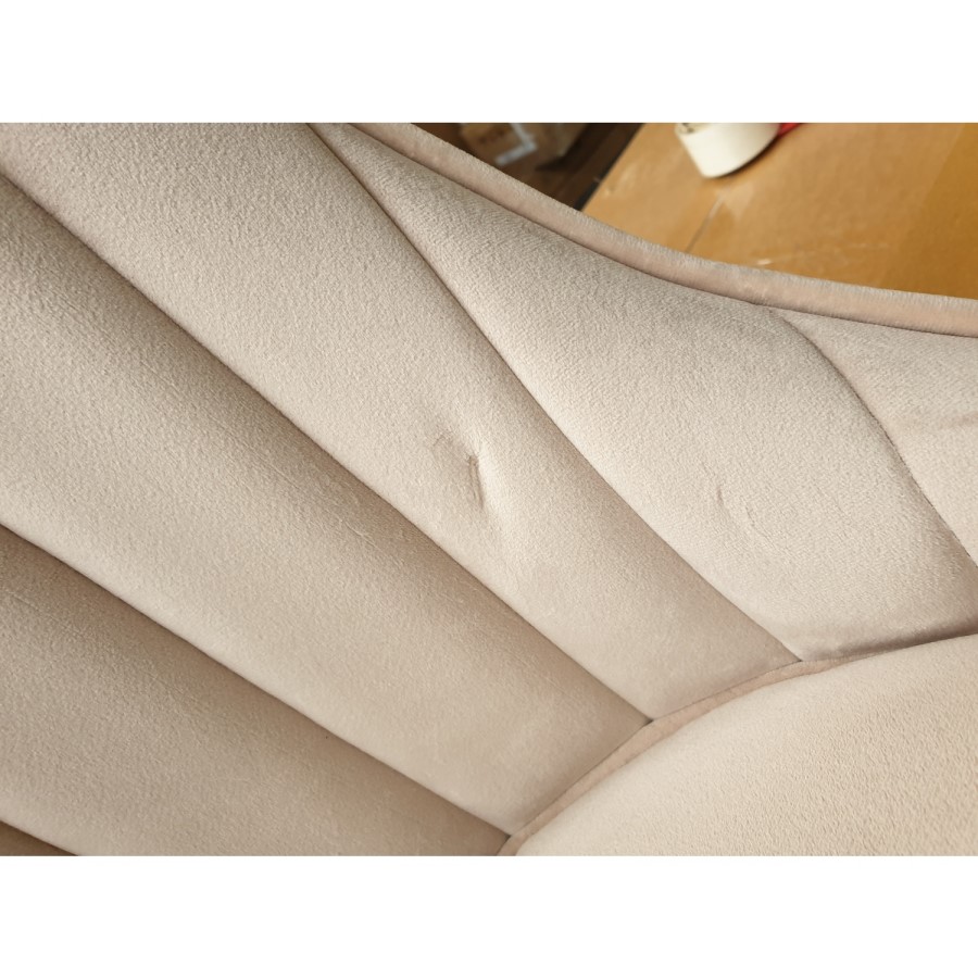 GRADE A2 - Pair of Beige Velvet Dining Chairs with Ribbed Back - Penelope