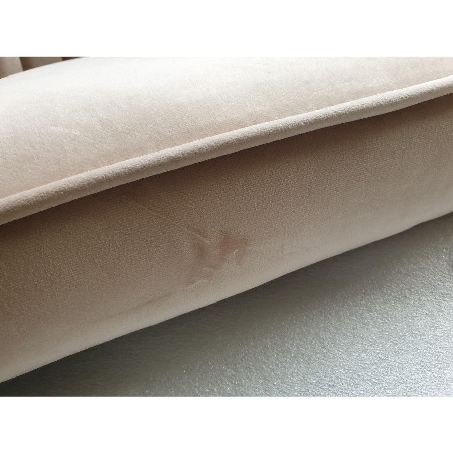 GRADE A2 - Pair of Beige Velvet Dining Chairs with Ribbed Back - Penelope