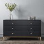 GRADE A1 - Maya Art Deco Wide Chest of Drawers in Dark Grey