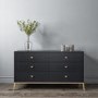 GRADE A1 - Maya Art Deco Wide Chest of Drawers in Dark Grey