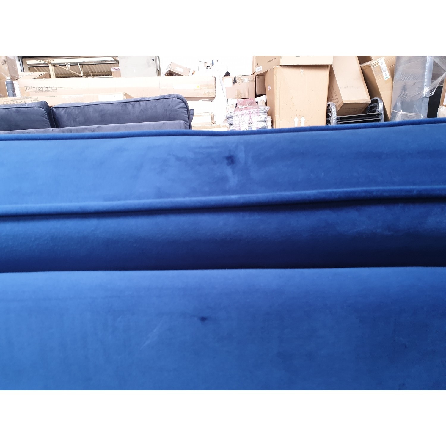 GRADE A2 Navy Blue Velvet Buttoned Armchair with Bolster Cushions