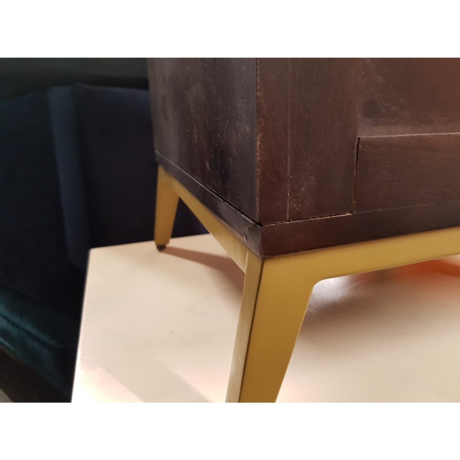GRADE A3 - Jude Chevron 3 Drawer Bedside Table in Dark Wood