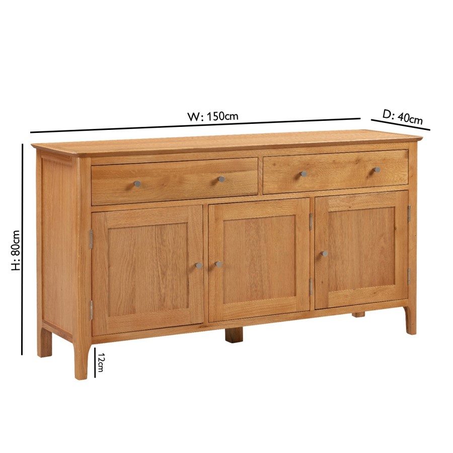 GRADE A2 - Large Oak Sideboard with Storage - Adeline