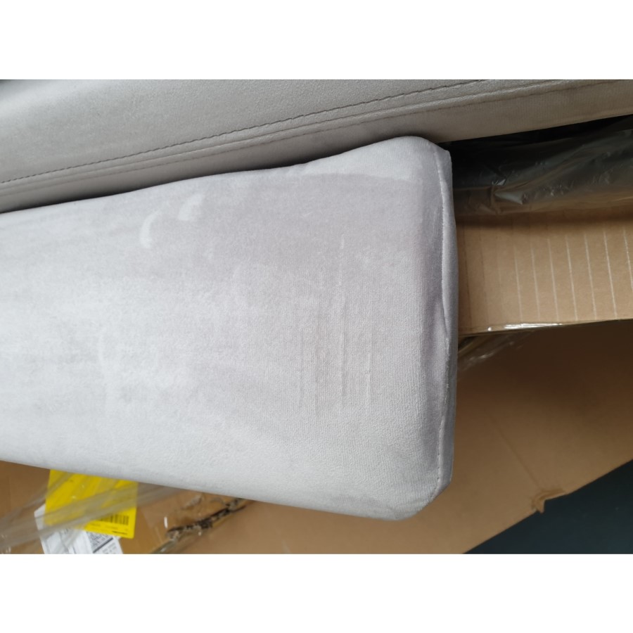 GRADE A2 - Amara King Size Bed Frame in Silver Grey Velvet with Quilted Headboard