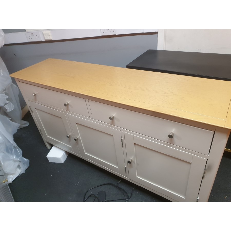 GRADE A2 - Large Grey & Oak Sideboard with Storage - Adeline