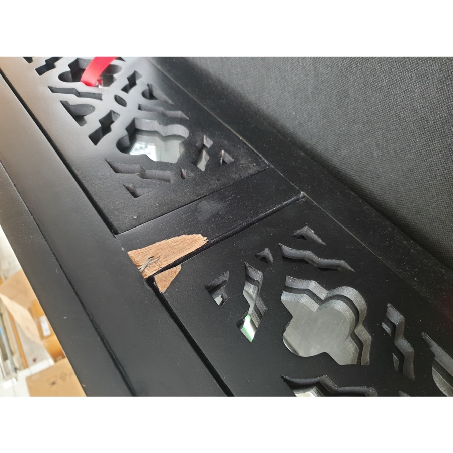 GRADE A2 - Alexis Mirrored Dressing Table in Black with Carved Detail