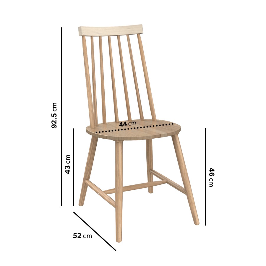 GRADE A2 - Pair of Oak Effect Dining Chairs with Spindle Back - Cami