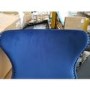 GRADE A2 - Navy Blue Velvet Armchair with Black Legs and Brass Studs - Jade Boutique