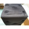 GRADE A2 - Black Velvet Storage Coffee Table with Glass Top - Buttoned - Clio