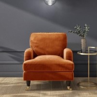 GRADE A2 - Opulence Orange Velvet Armchair - Payton