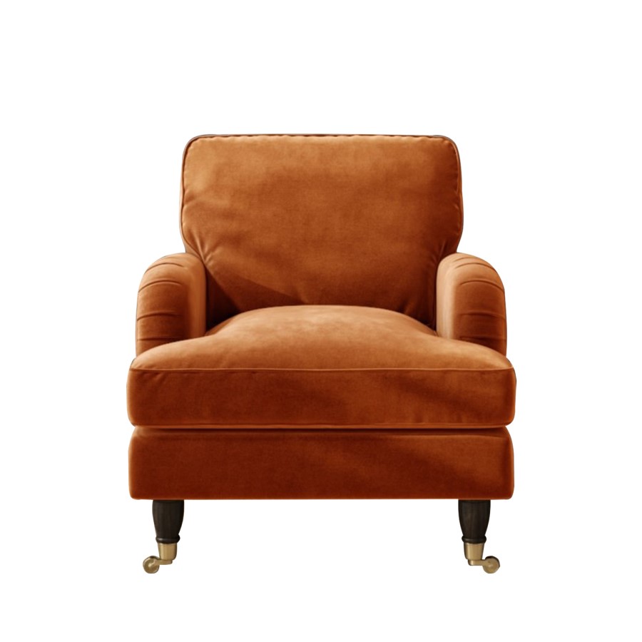GRADE A2 - Opulence Orange Velvet Armchair - Payton