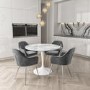 Small Round White Marble Effect Dining Table - Seats 4 - Aura