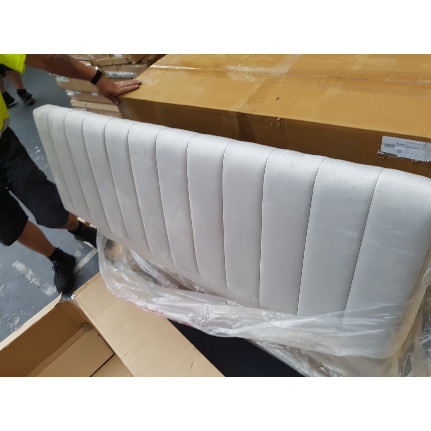 GRADE A2 Safina Striped Top Ottoman Storage Bench in Silver Grey