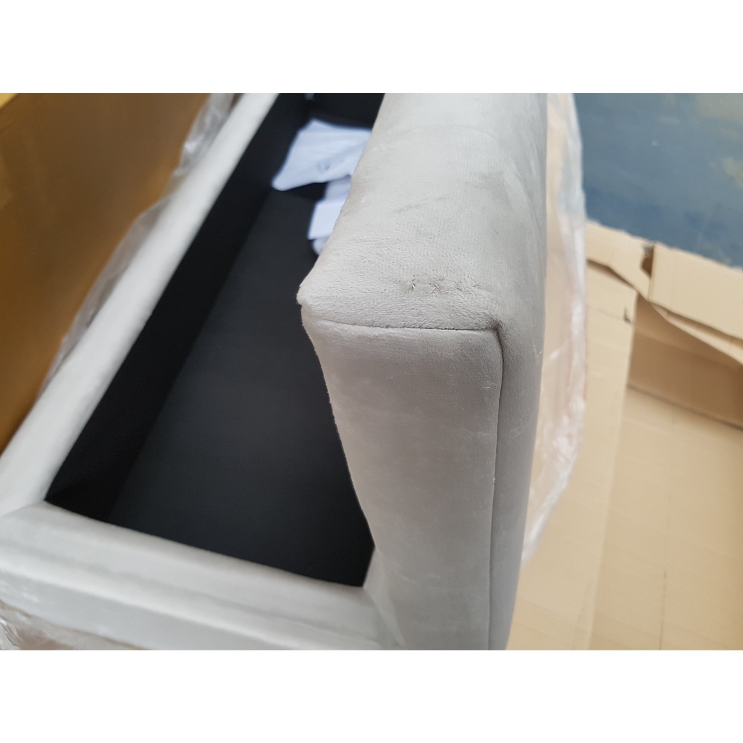 GRADE A2 Safina Striped Top Ottoman Storage Bench in Silver Grey