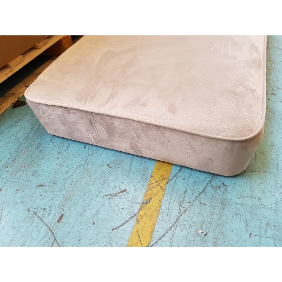 GRADE A2 - Cheska Silver Grey Velvet Chaise Longue Chair with Button Detail - Left Hand Facing