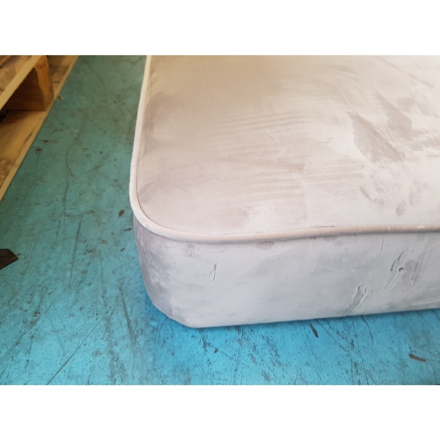 GRADE A2 - Cheska Silver Grey Velvet Chaise Longue Chair with Button Detail - Left Hand Facing