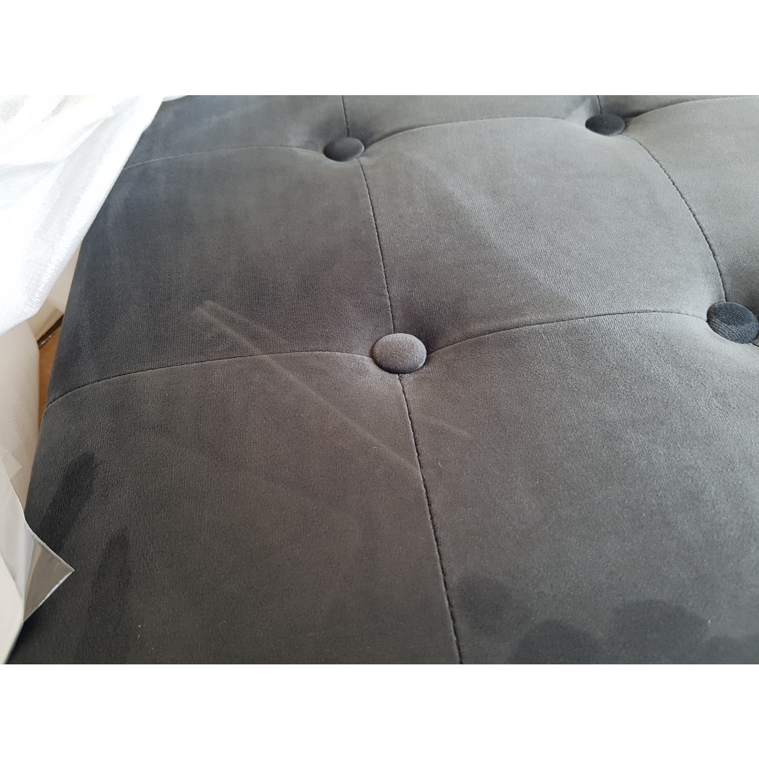 GRADE A2 Grey Velvet Dining Bench with Chrome Legs Jade Boutique