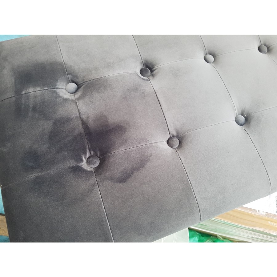 GRADE A2 - Grey Velvet Dining Bench with Chrome Legs - Jade Boutique 