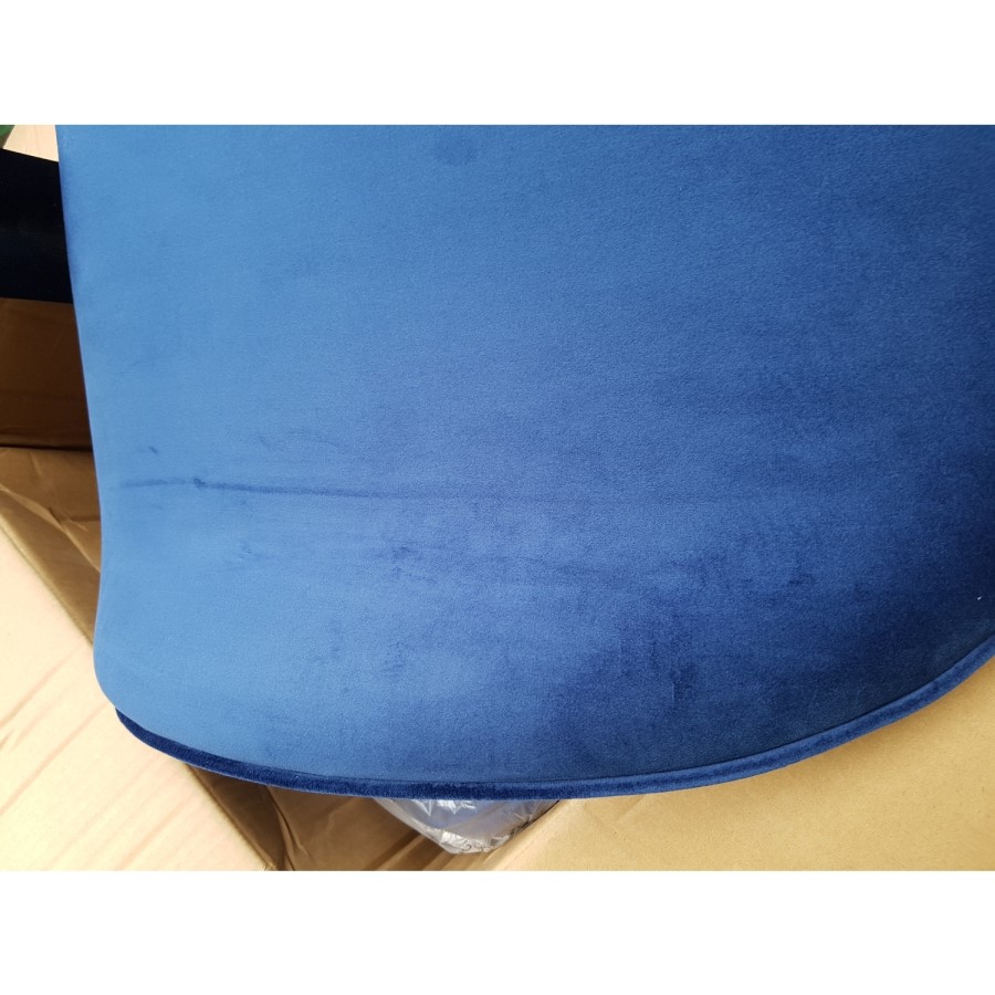 GRADE A2 - Pair of Navy Blue Velvet Dining Chairs - Jenna