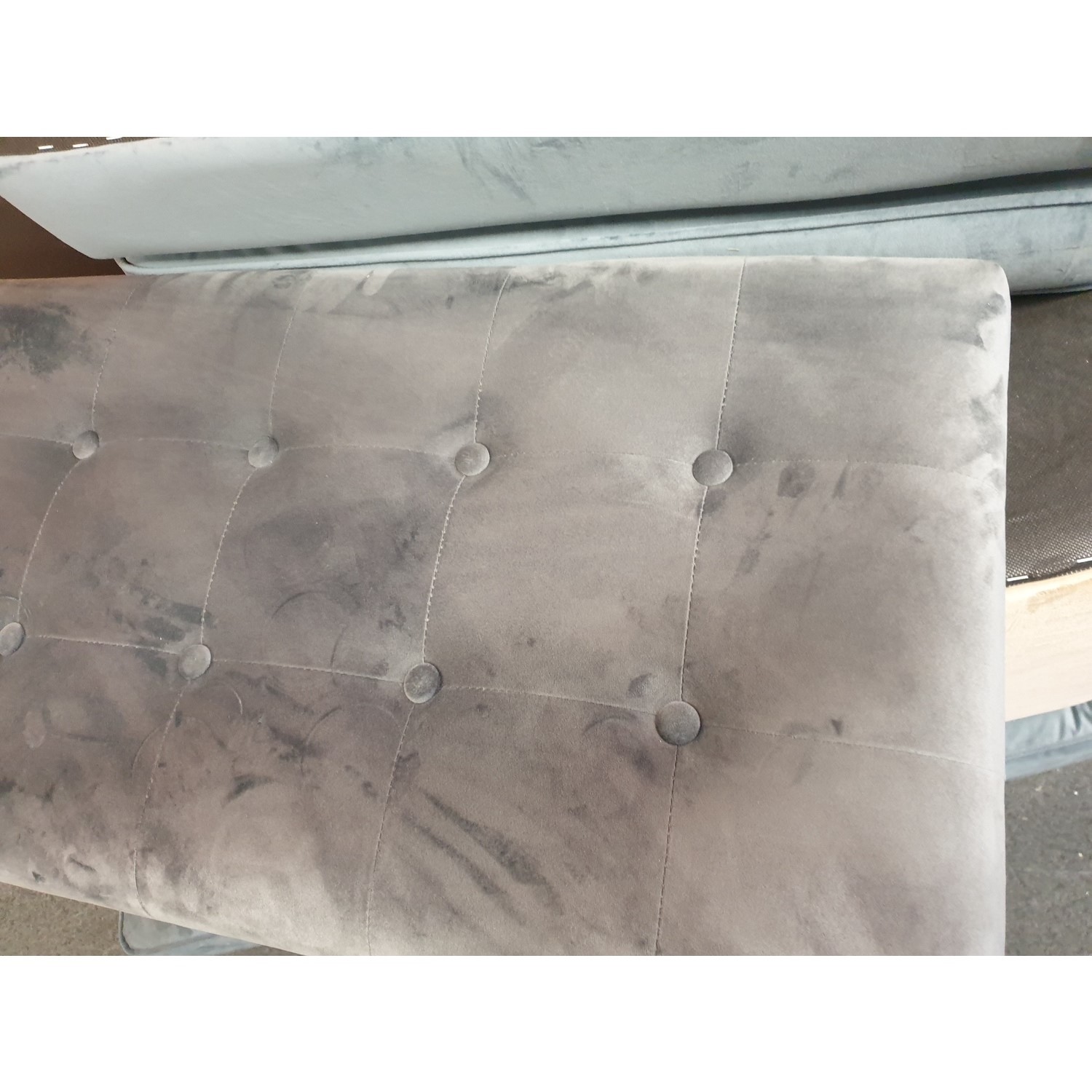 GRADE A2 Grey Velvet Dining Bench with Chrome Legs Jade Boutique