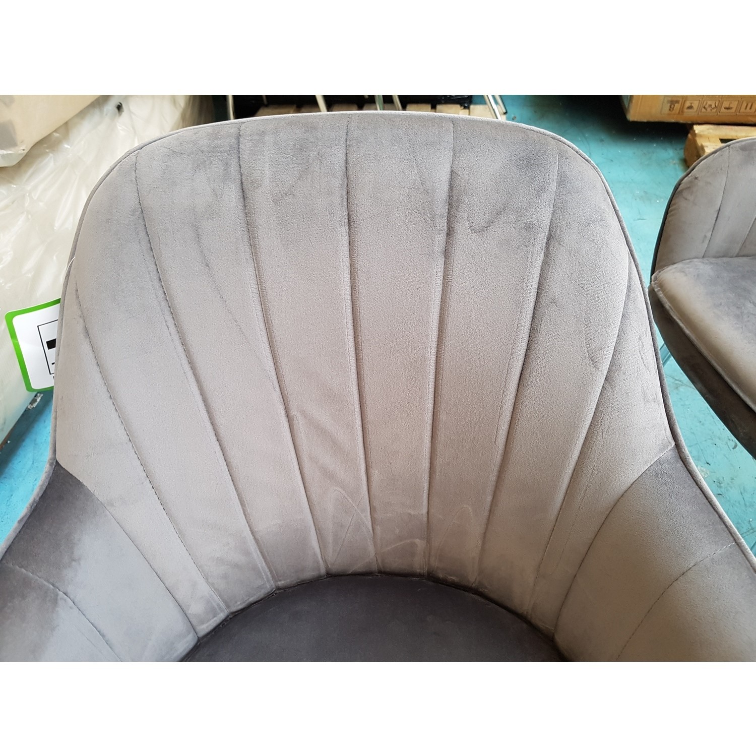 GRADE A2 Set of 2 Grey Velvet Dining Tub Chairs with Chrome Legs