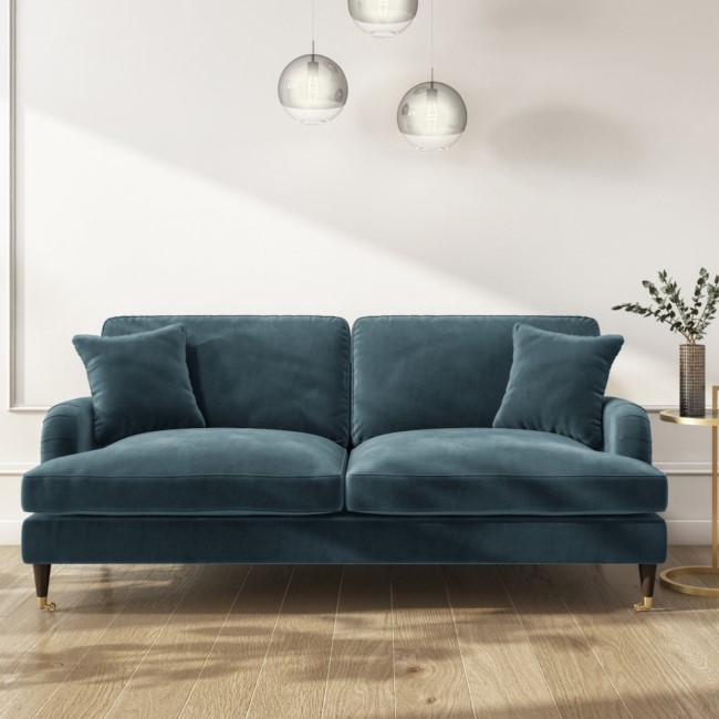 Petrol Blue Velvet 3 Seater Sofa Payton Furniture123