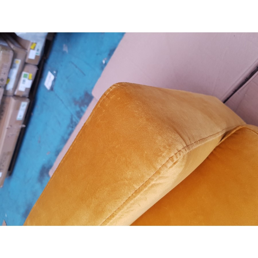 GRADE A2 - Mustard Yellow Velvet Buttoned Armchair - Cole