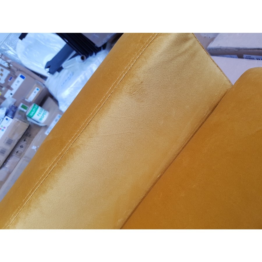 GRADE A2 - Mustard Yellow Velvet Buttoned Armchair - Cole