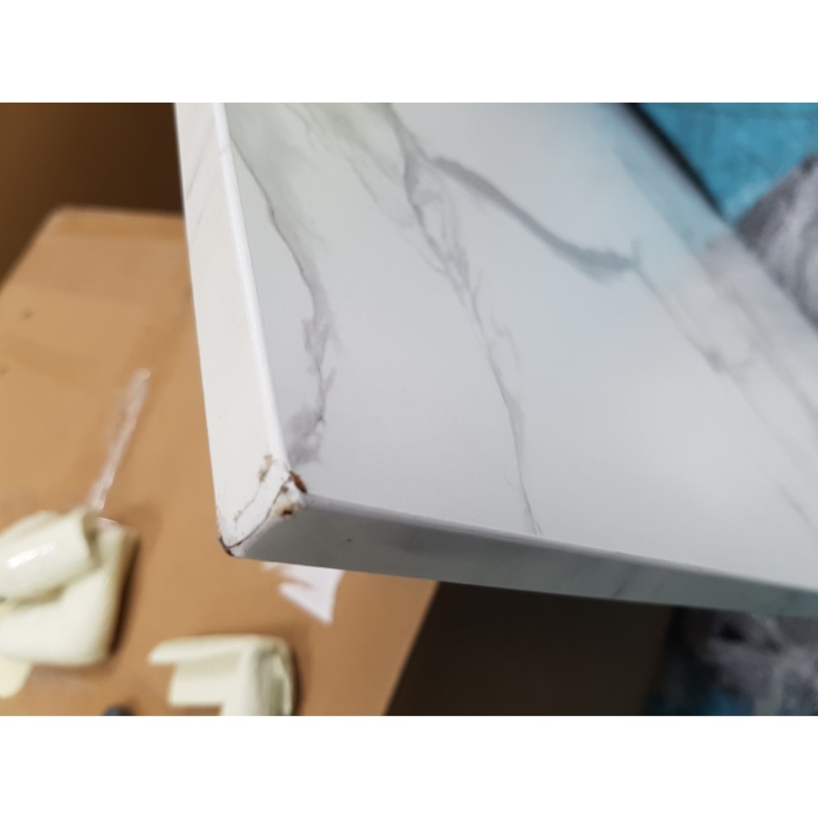 GRADE A2 - Connect White Faux Marble Top Extendable Dining Table - Thassos
 1600-2000mm