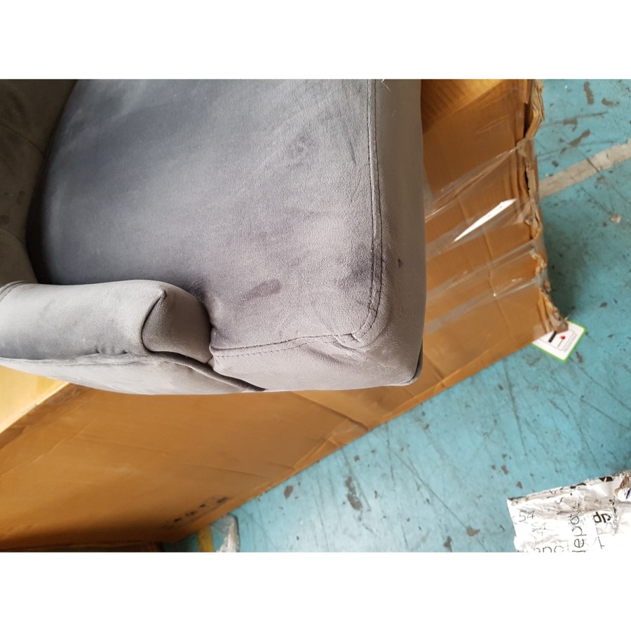 GRADE A2 - Pair of Grey Velvet Dining Chairs with Button Back - Kaylee