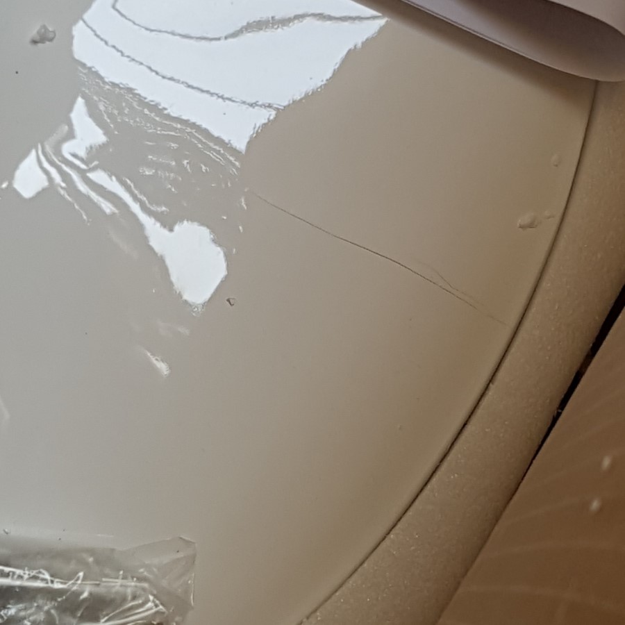 GRADE A2 - White Round 100cm Dining Table with Faux Marble Top - Seats 4 - Aura