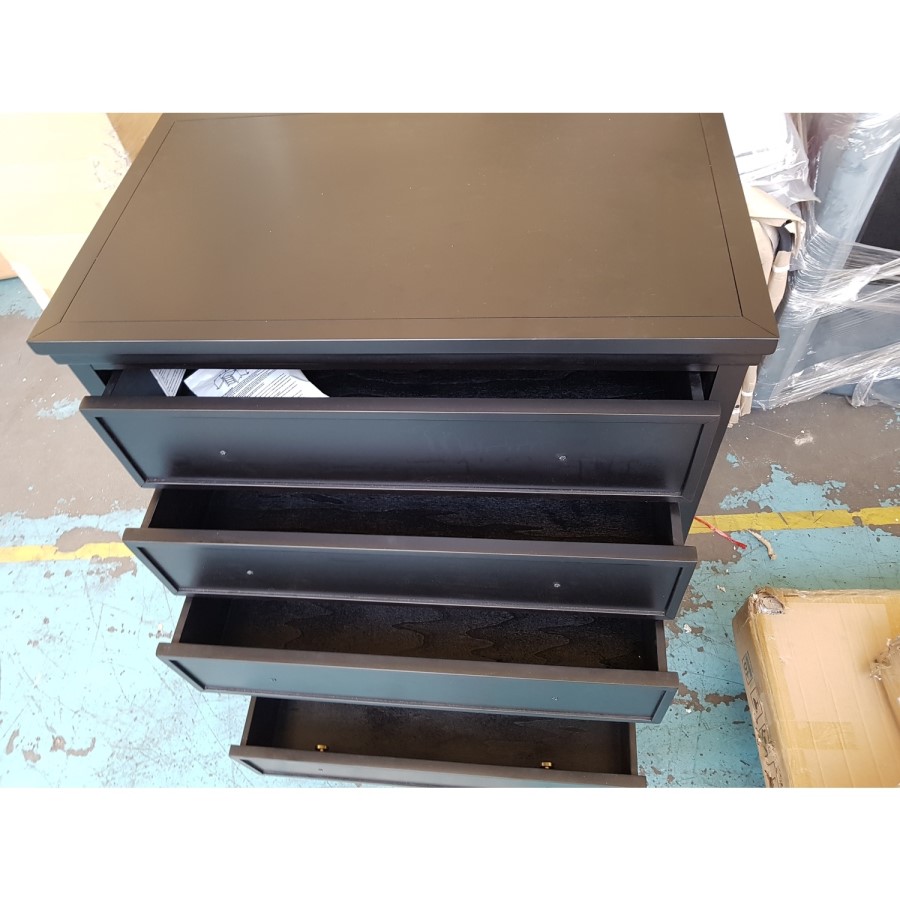 GRADE A2 - Georgia 5 Drawer Tall Chest of Drawers in Black