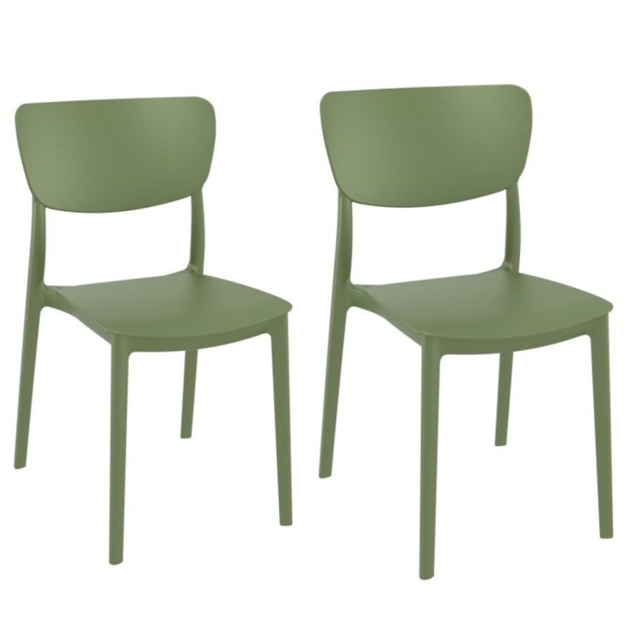 GRADE A1 - Monna Olive Green Dining Chair - Set of 2