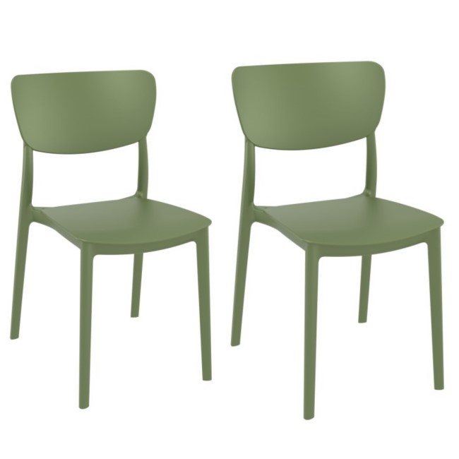 Set of 2 Olive Green Plastic Dining Chairs - Monna