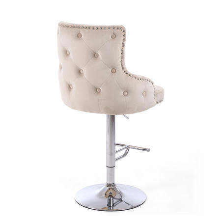 GRADE A2 - Adjustable Cream Velvet Bar Stool - Cairo