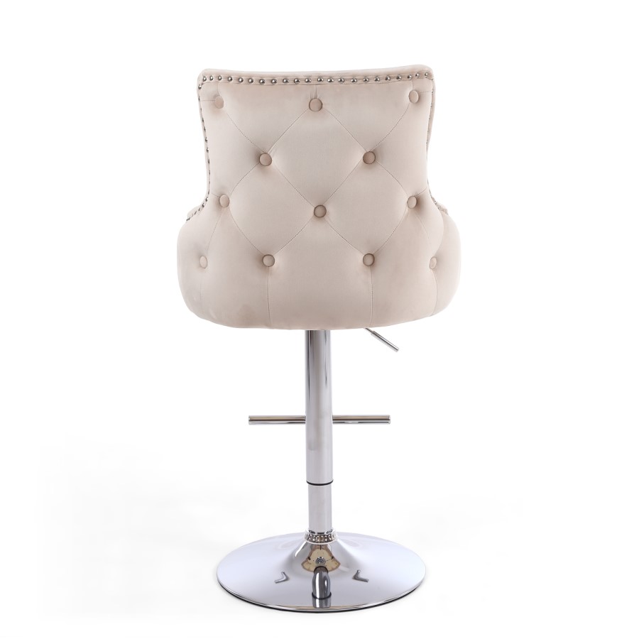 GRADE A2 - Adjustable Cream Velvet Bar Stool - Cairo