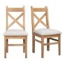 Set of 2 Solid Oak Dining Chairs with Fabric Seat - Adeline