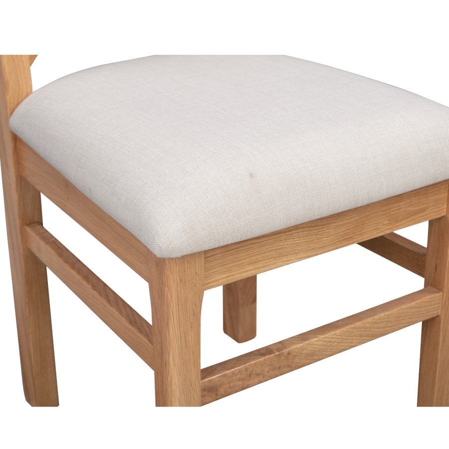 Set of 2 Solid Oak Dining Chairs with Fabric Seat - Adeline