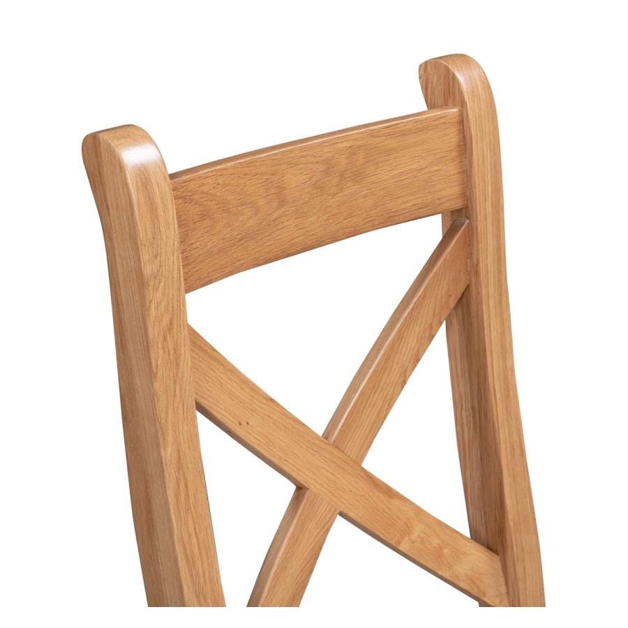 Set of 2 Solid Oak Dining Chairs with Fabric Seat - Adeline