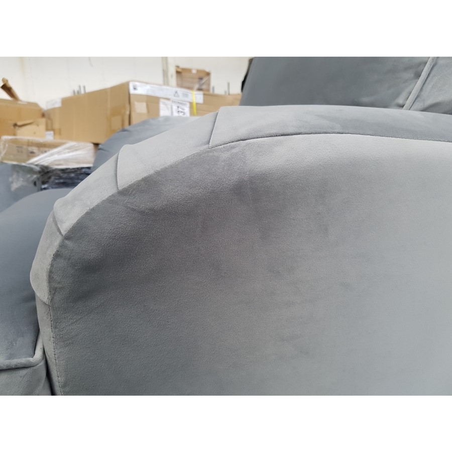 GRADE A2 - Silver Grey Velvet Armchair - Payton