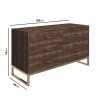 GRADE A1 - Aubrey Walnut 6 Drawer Wide Chest of Drawers with Gold Legs
