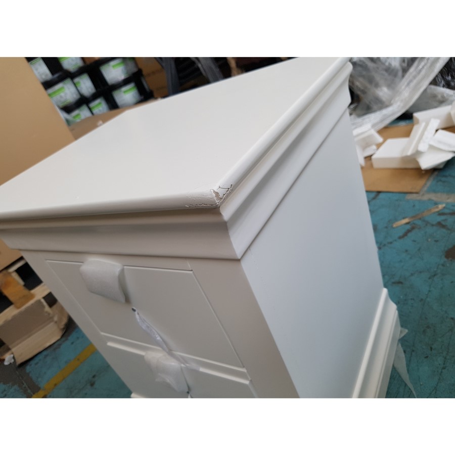 GRADE A2 - Olivia White Two Drawer Bedside Table