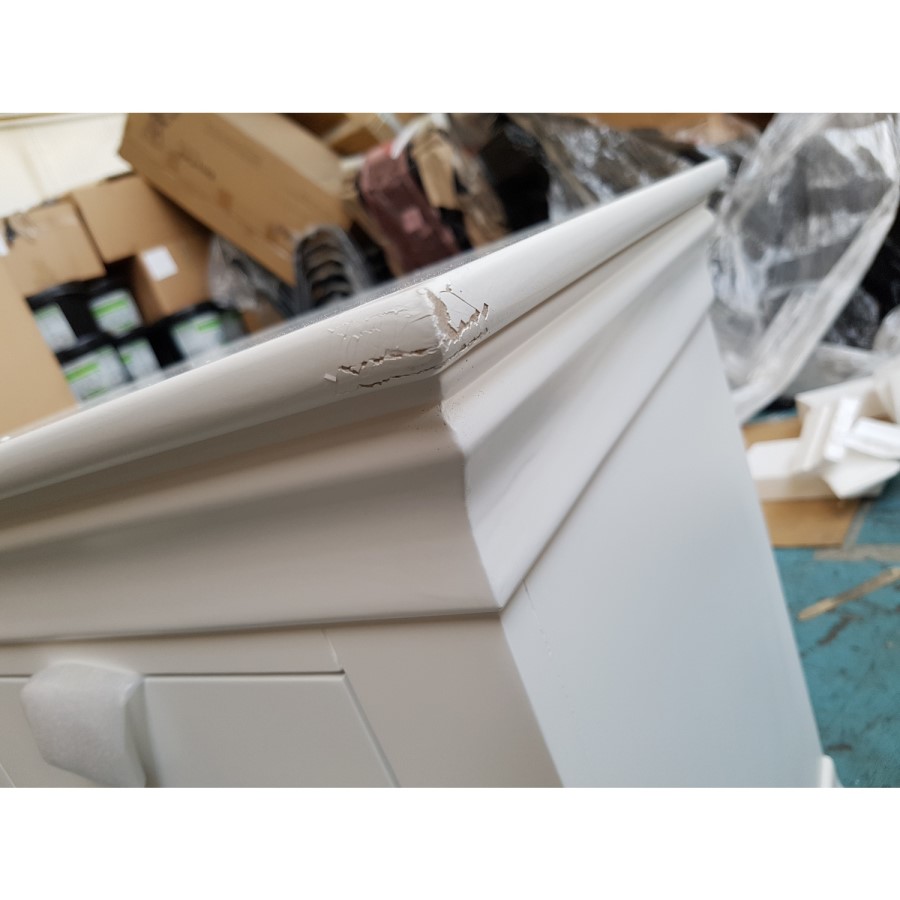 GRADE A2 - Olivia White Two Drawer Bedside Table
