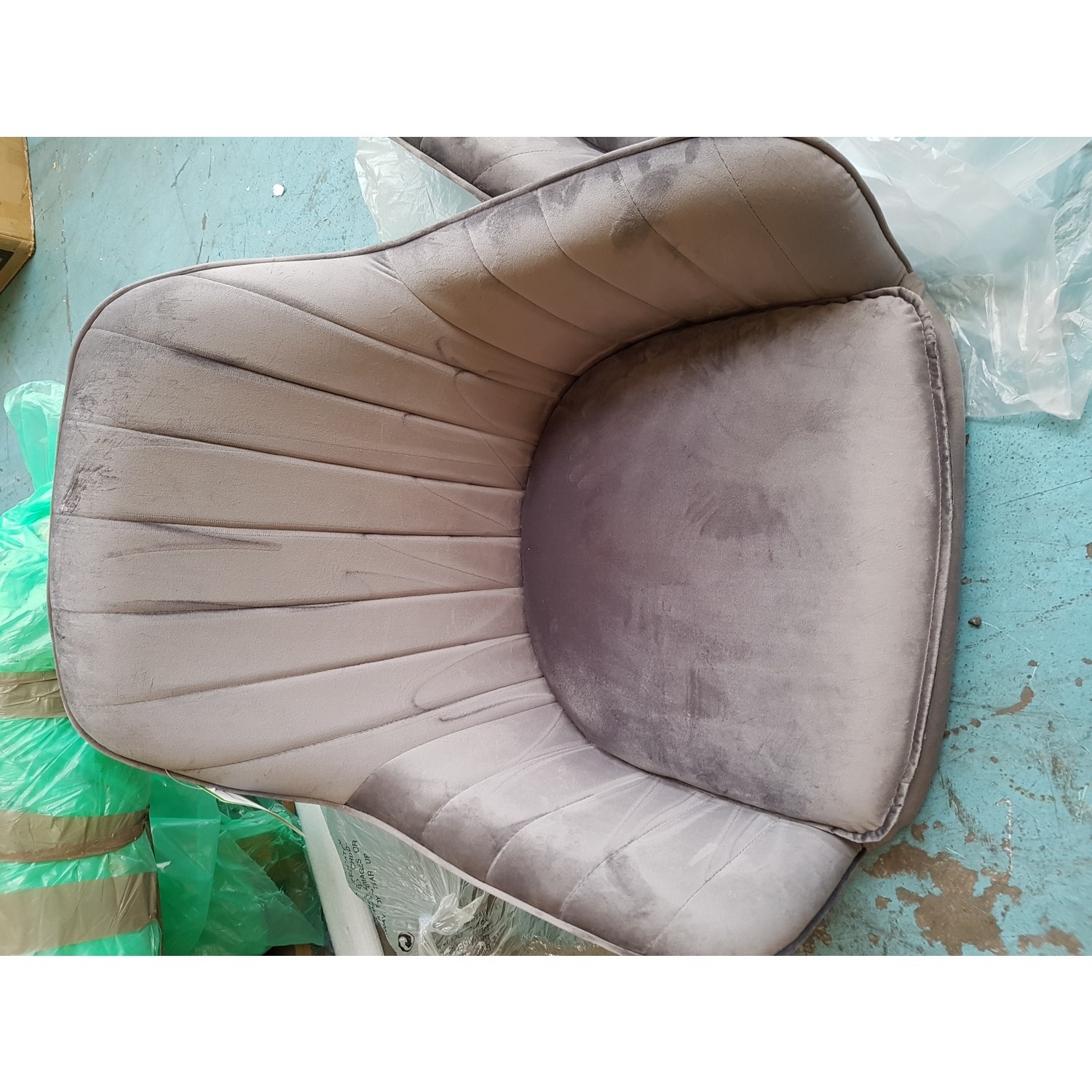 GRADE A2 Set of 2 Grey Velvet Dining Tub Chairs with Chrome Legs