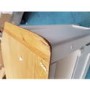 GRADE A2 - Corner TV Unit in White & Solid Oak with Storage - Adeline