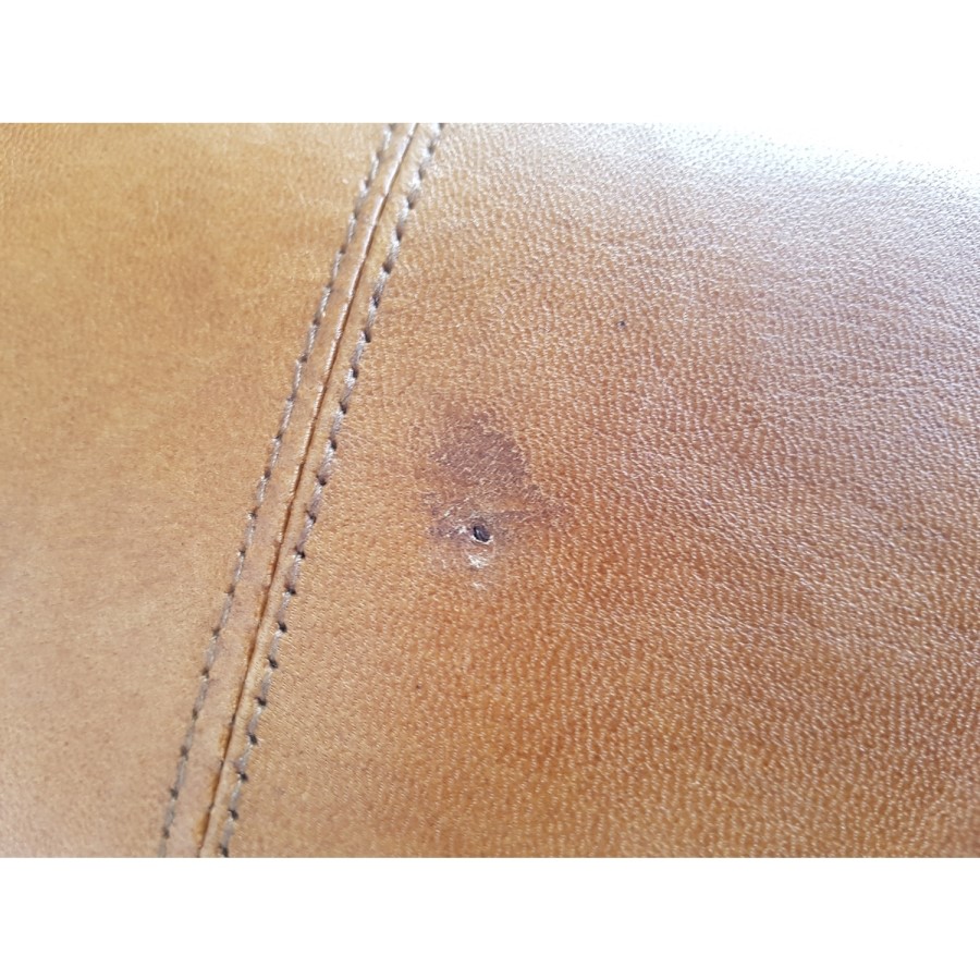 GRADE A2 - Natural Tan Leather Square Pouffe